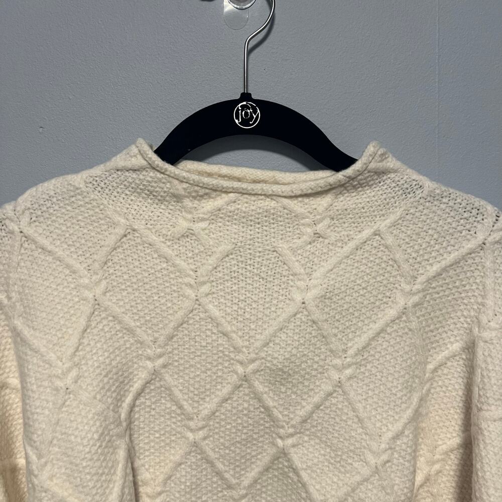 Old Navy Mock Neck Diamond Stitch Cable Knit Sweater Cream NWT Size Medium - Picture 3 of 10
